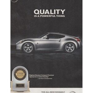Vintage 2009 Nissan 370Z Print Ad J.D. Power Award Sports Car Man Cave decor